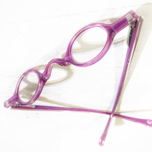 Itty Bitty +1.00 Reading Glasses Round Little Small Cheaters Magenta Pinkish - Picture 5 of 16